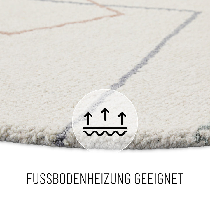 Kurzflorteppich Rund Creme Weiß aus Schurwolle "Nox" WECONhome