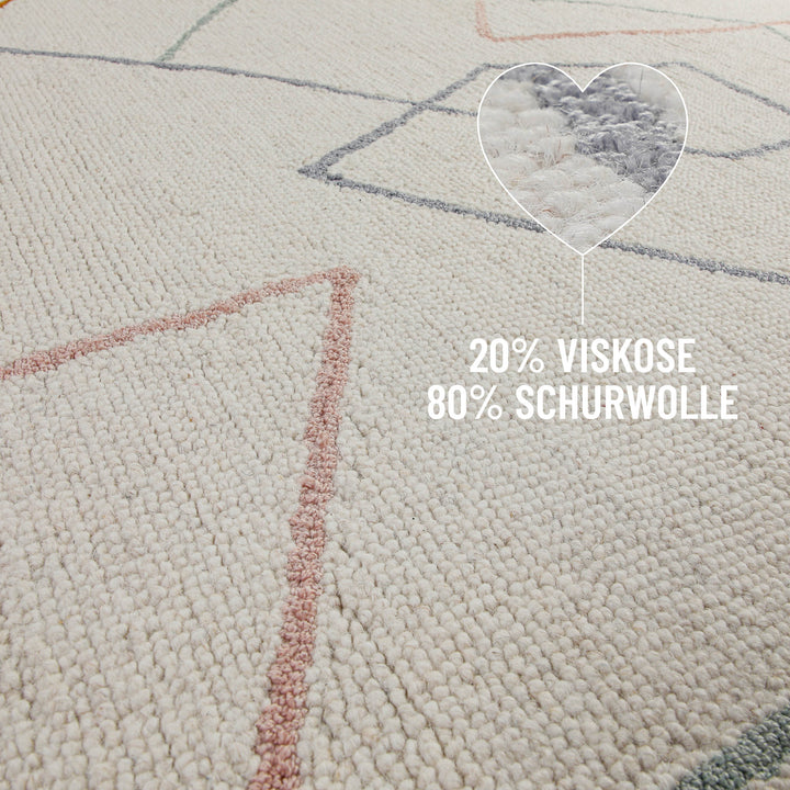 Kurzflorteppich Rund Creme Weiß aus Schurwolle "Nox" WECONhome