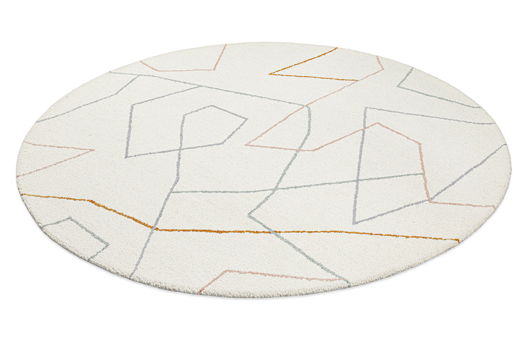 Kurzflorteppich Rund Creme Weiß aus Schurwolle "Nox" WECONhome