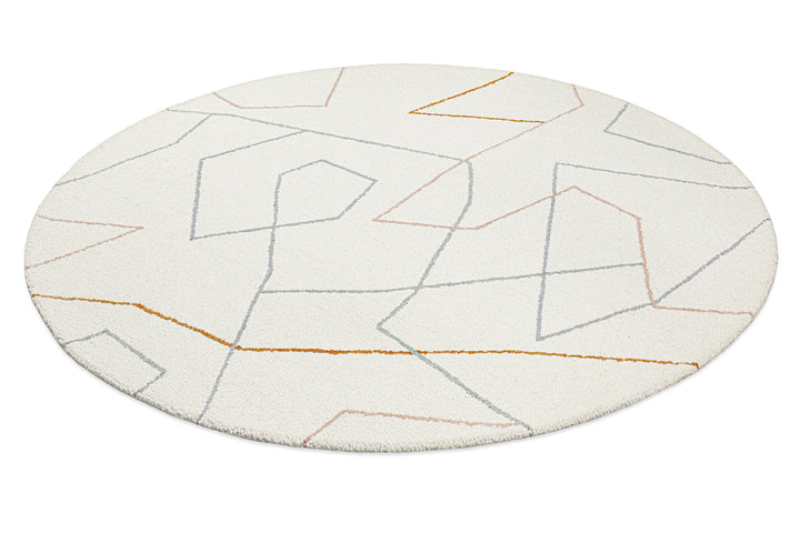 Kurzflorteppich Rund Creme Weiß aus Schurwolle "Nox" WECONhome