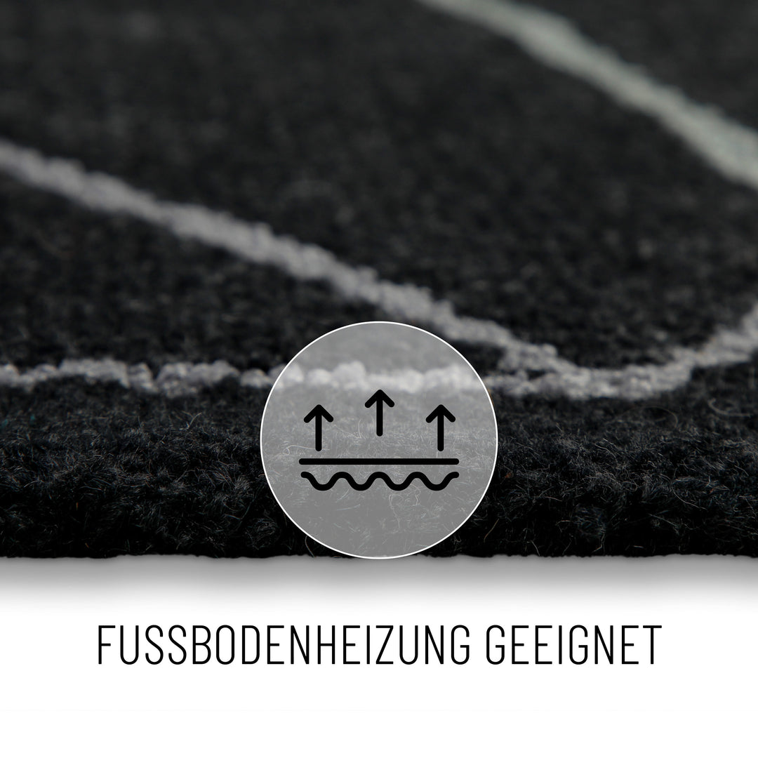 Kurzflorteppich Anthrazit aus Schurwolle "Nox" WECONhome