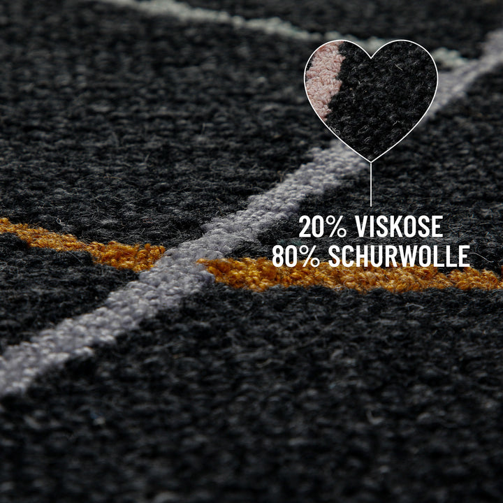 Kurzflorteppich Anthrazit aus Schurwolle "Nox" WECONhome