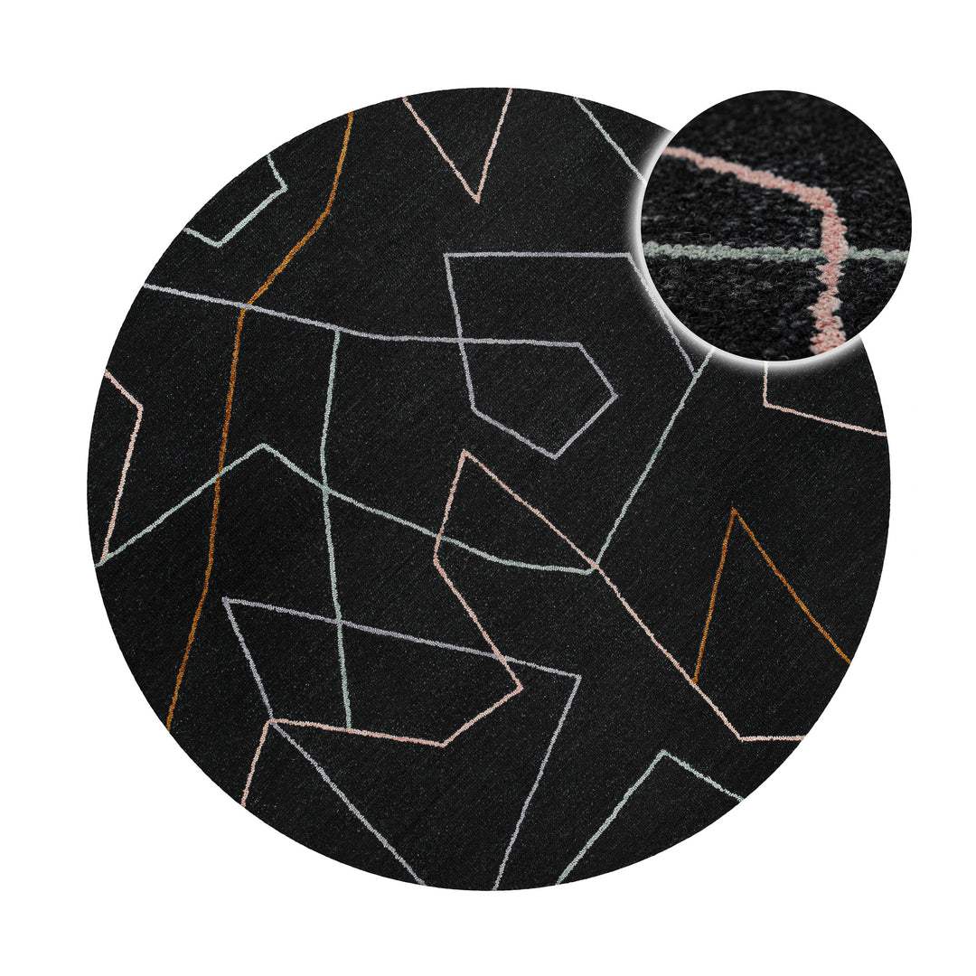 Kurzflorteppich Rund Anthrazit aus Schurwolle "Nox" WECONhome