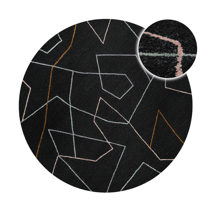 Kurzflorteppich Rund Anthrazit aus Schurwolle "Nox" WECONhome