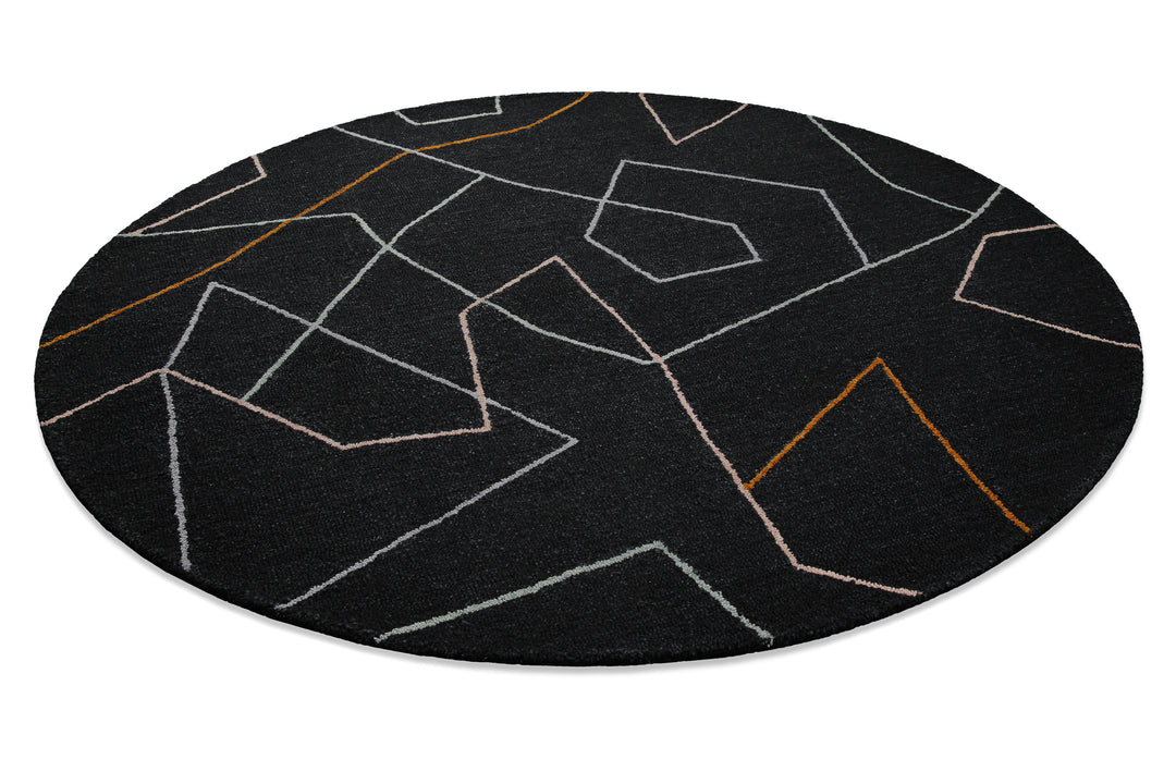 Kurzflorteppich Rund Anthrazit aus Schurwolle "Nox" WECONhome