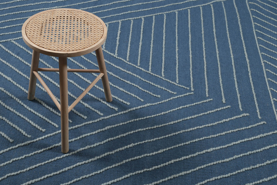 Ocean Lines Teppich blau Kurzflor rechteckig