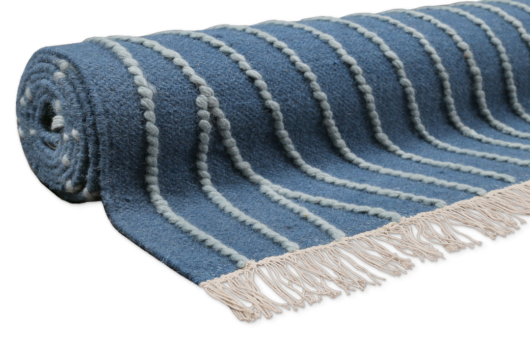 Ocean Lines Teppich blau Kurzflor rechteckig