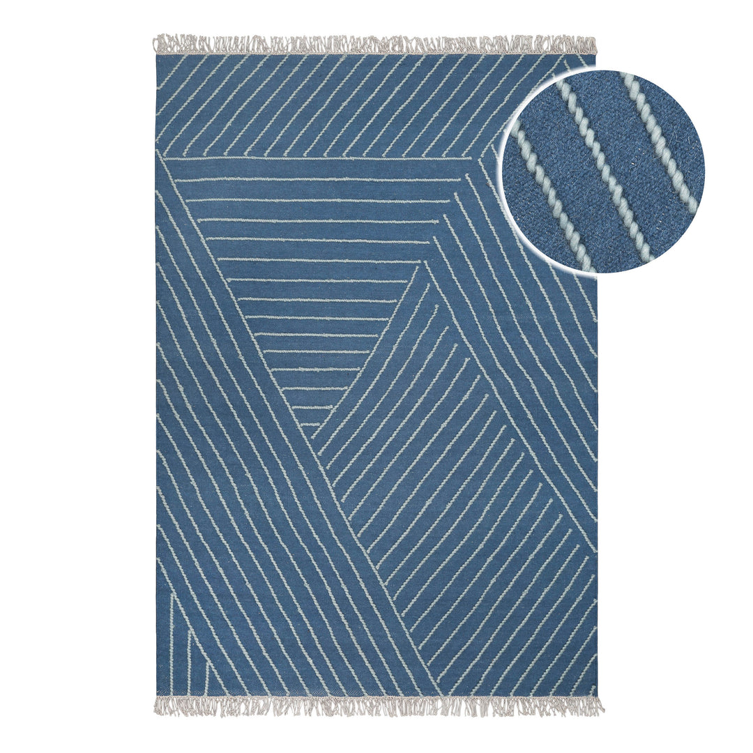 Ocean Lines Teppich blau Kurzflor rechteckig