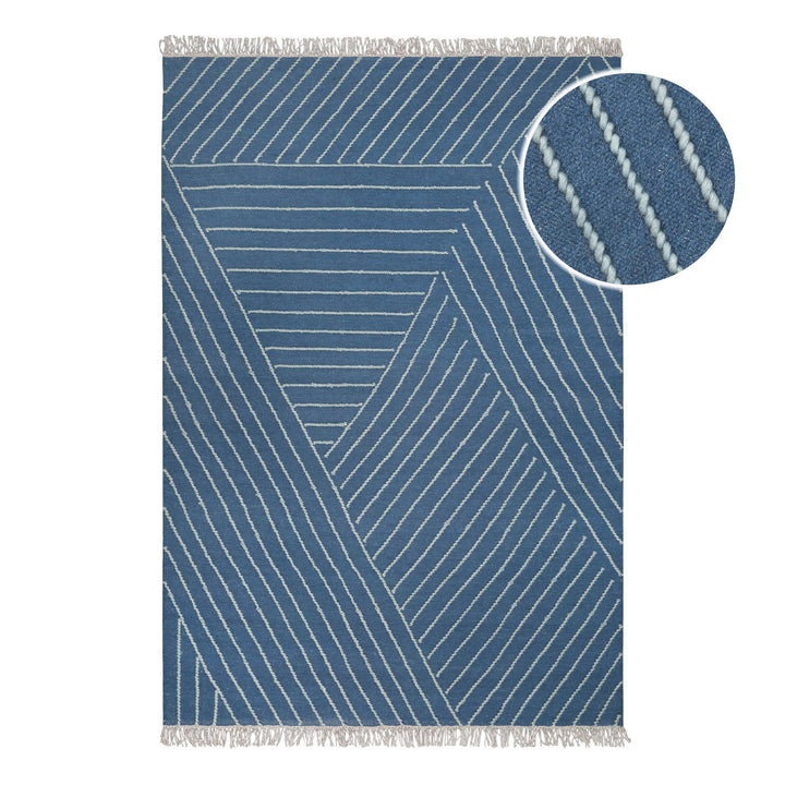 Ocean Lines Teppich blau Kurzflor rechteckig