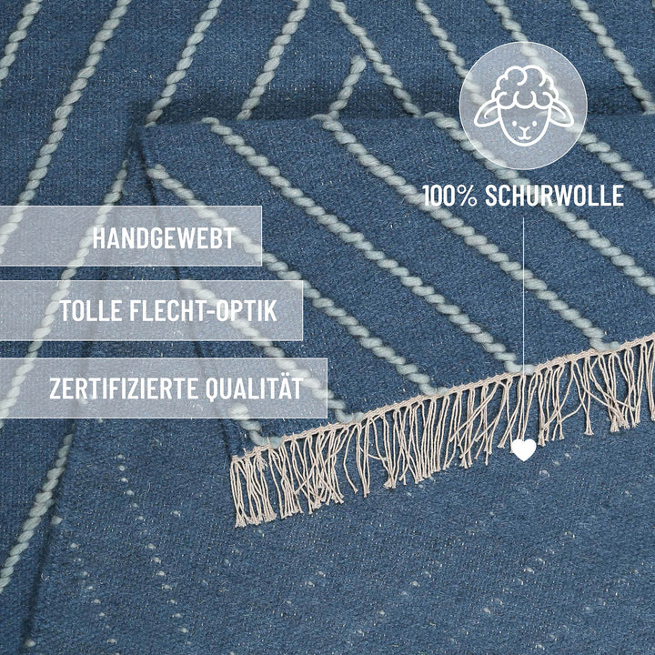 Ocean Lines Teppich blau Kurzflor rechteckig