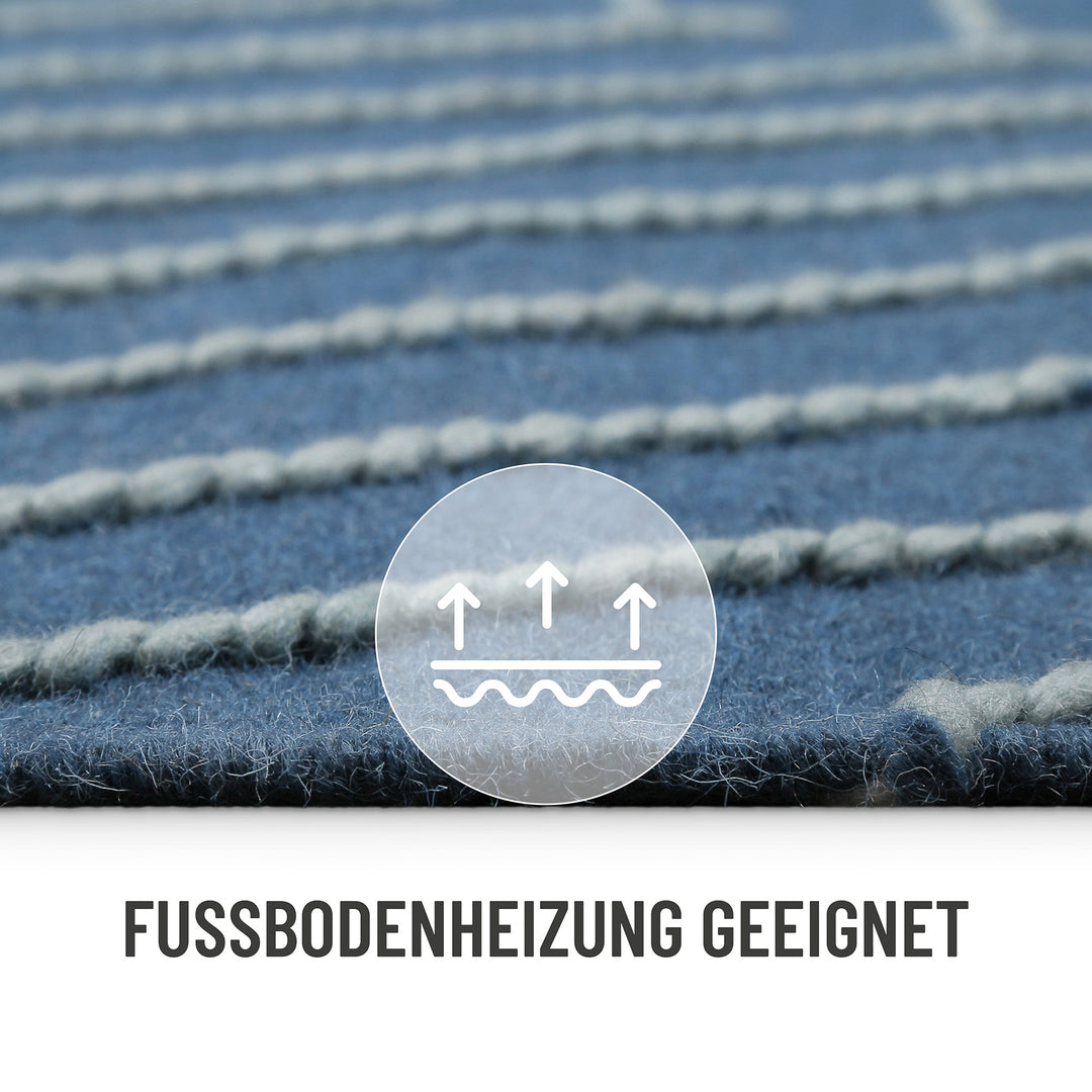 Ocean Lines Teppich blau Kurzflor rechteckig