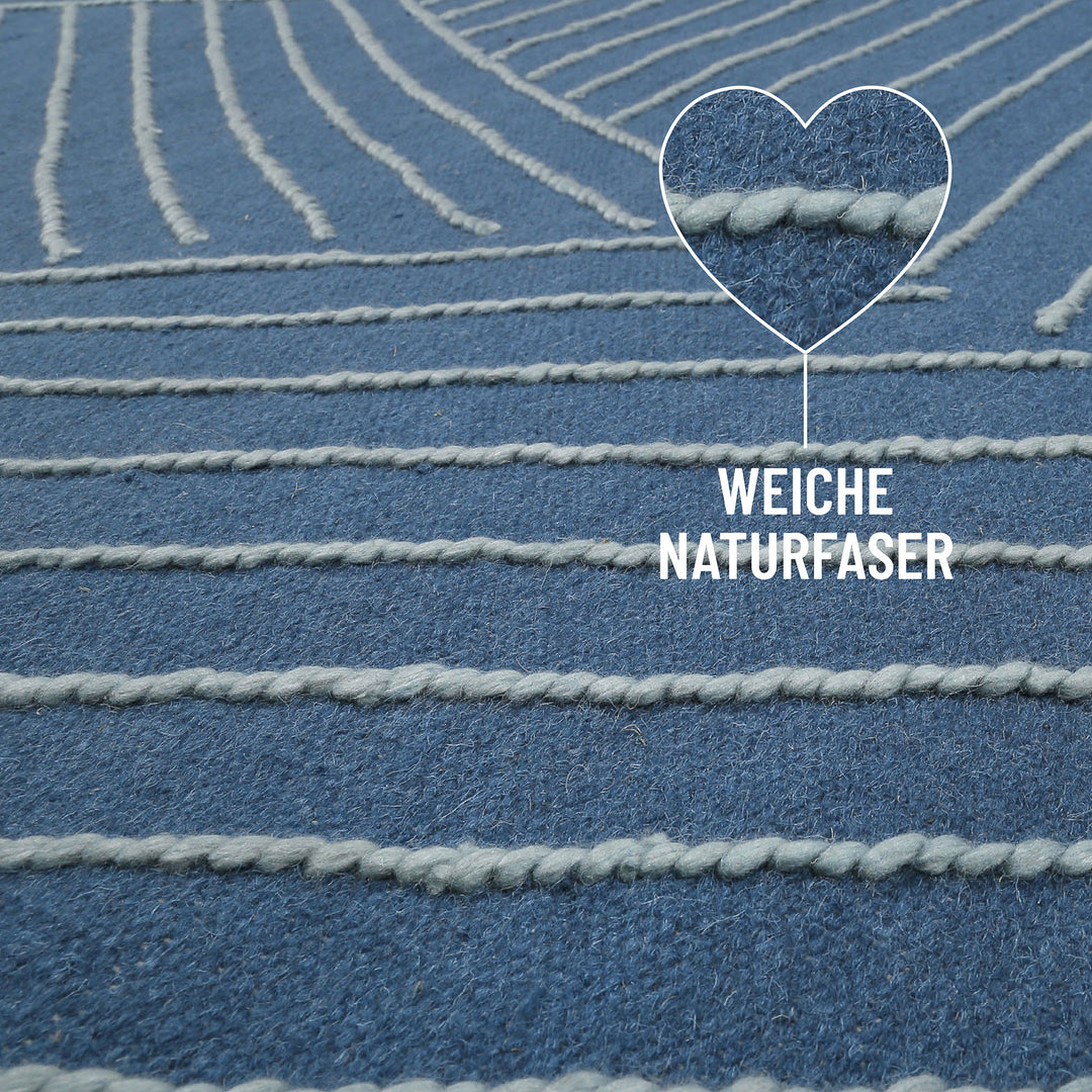 Ocean Lines Teppich blau Kurzflor rechteckig