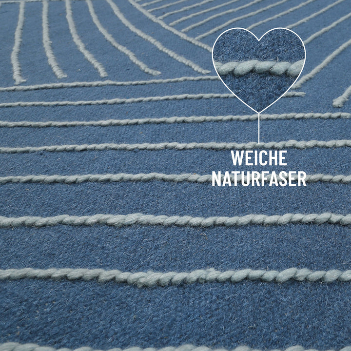 Ocean Lines Teppich blau Kurzflor rechteckig