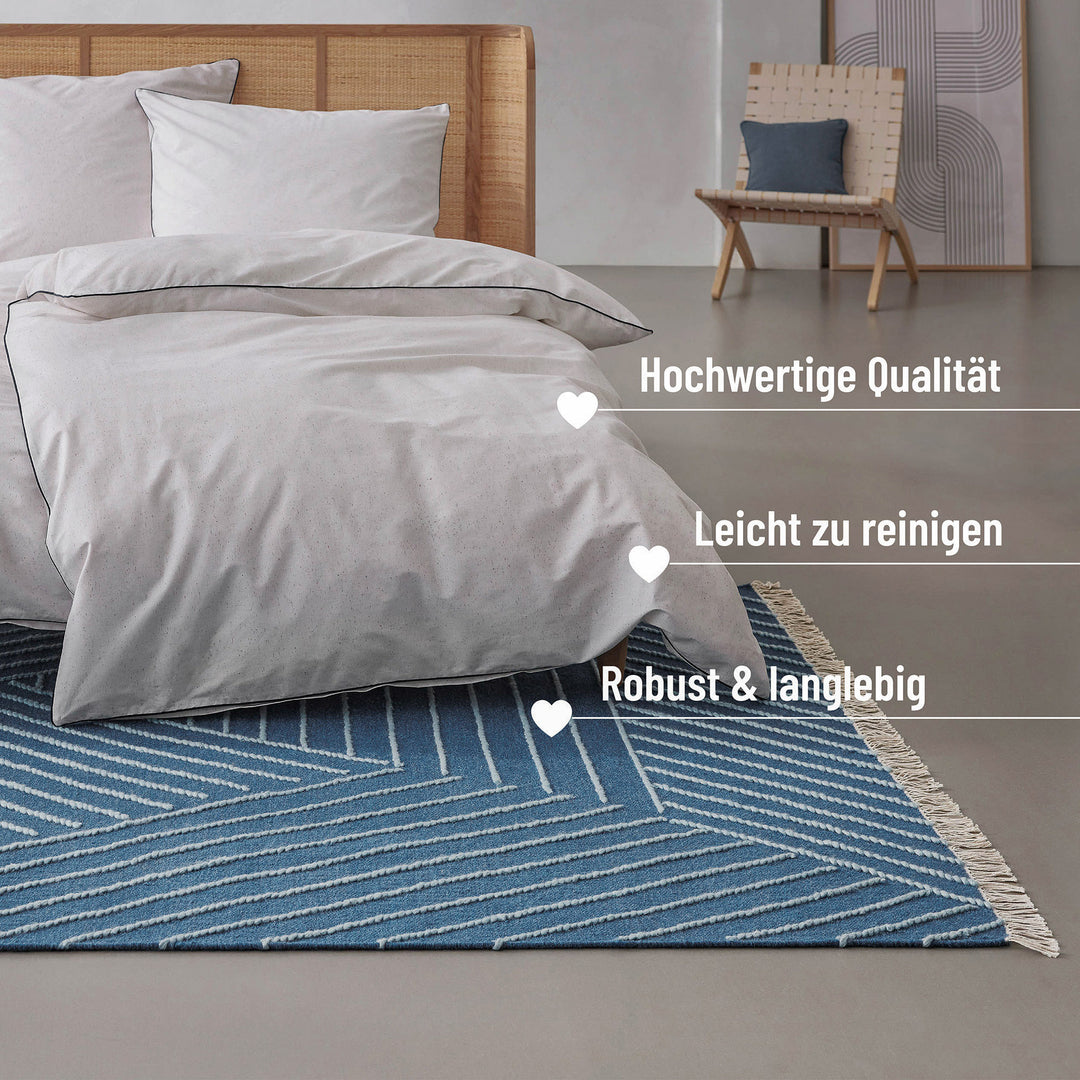 Ocean Lines Teppich blau Kurzflor rechteckig