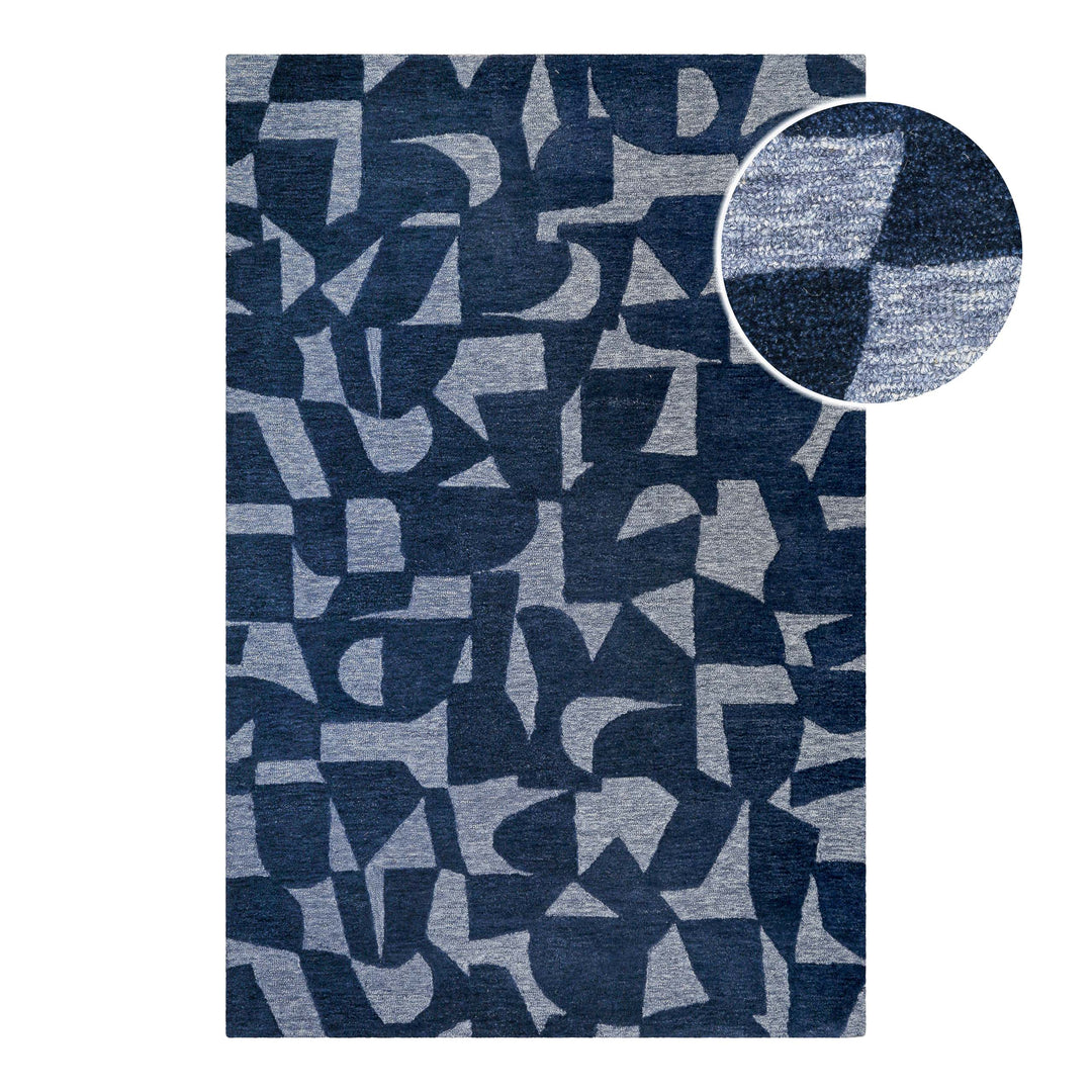 Ocean State Teppich blau multi Kurzflor rechteckig