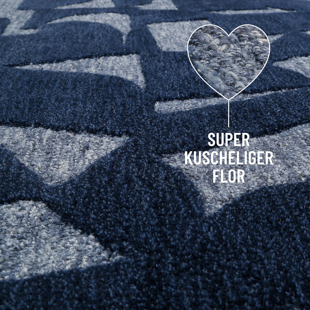 Ocean State Teppich blau multi Kurzflor rechteckig