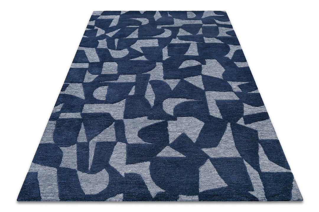 Ocean State Teppich blau multi Kurzflor rechteckig