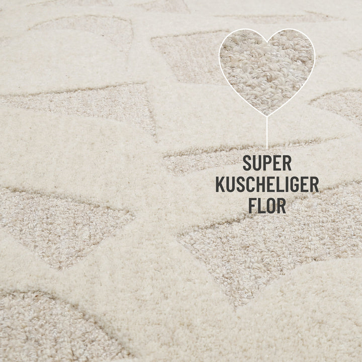 Ocean State Teppich creme weiß Kurzflor rechteckig