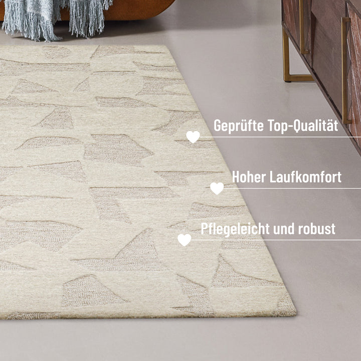 Ocean State Teppich creme weiß Kurzflor rechteckig