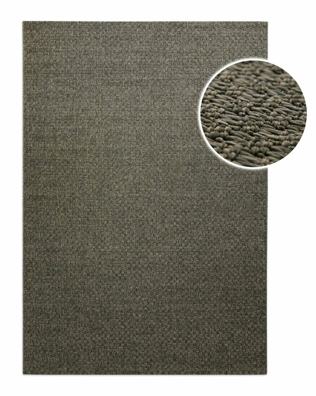 In-& Outdoor Teppich Miami South Beach grau oliv Frontansicht mit Detailausschnitt rechteckig