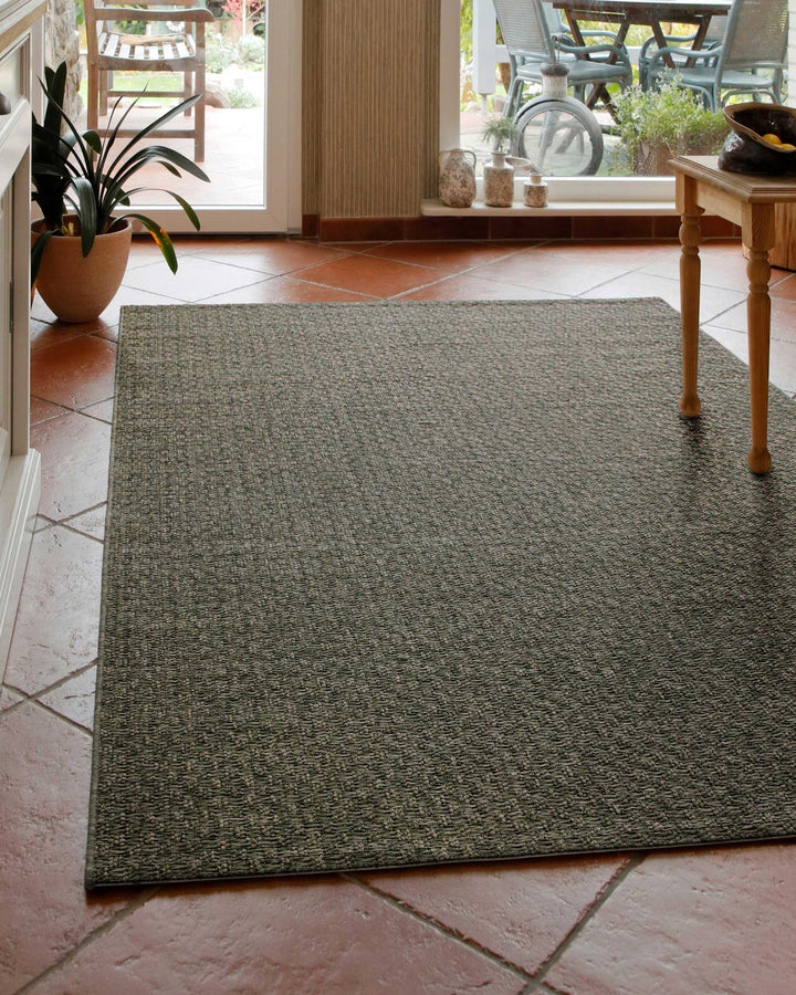 In-& Outdoor Teppich Miami South Beach grau oliv Ansicht im Raum rechteckig
