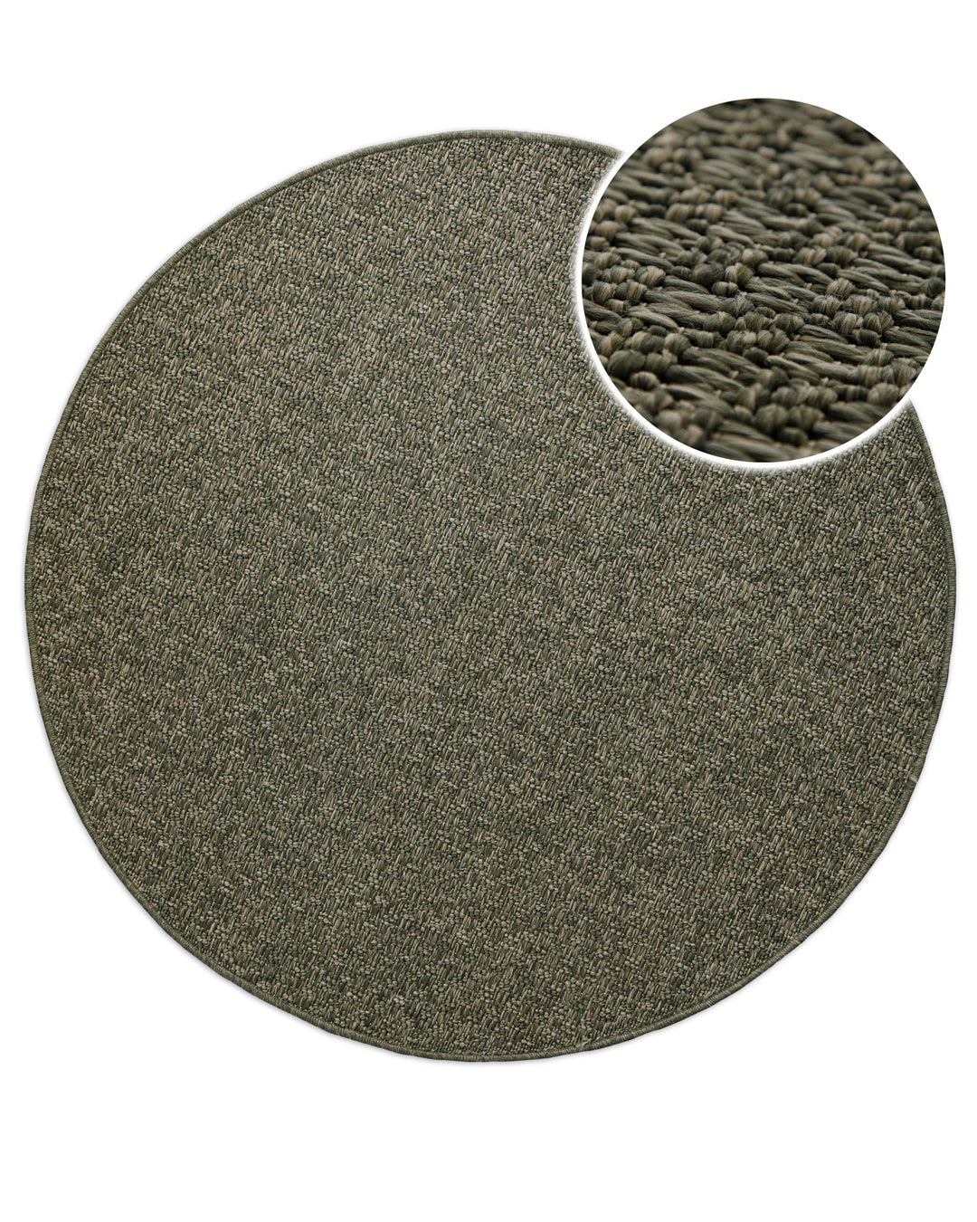 In-& Outdoor Teppich Miami South Beach grau oliv rund Draufsicht gezoomt