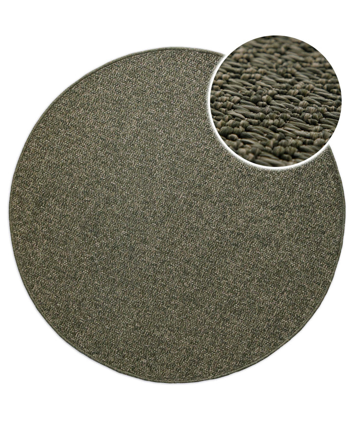 In-& Outdoor Teppich Miami South Beach grau oliv rund Draufsicht gezoomt