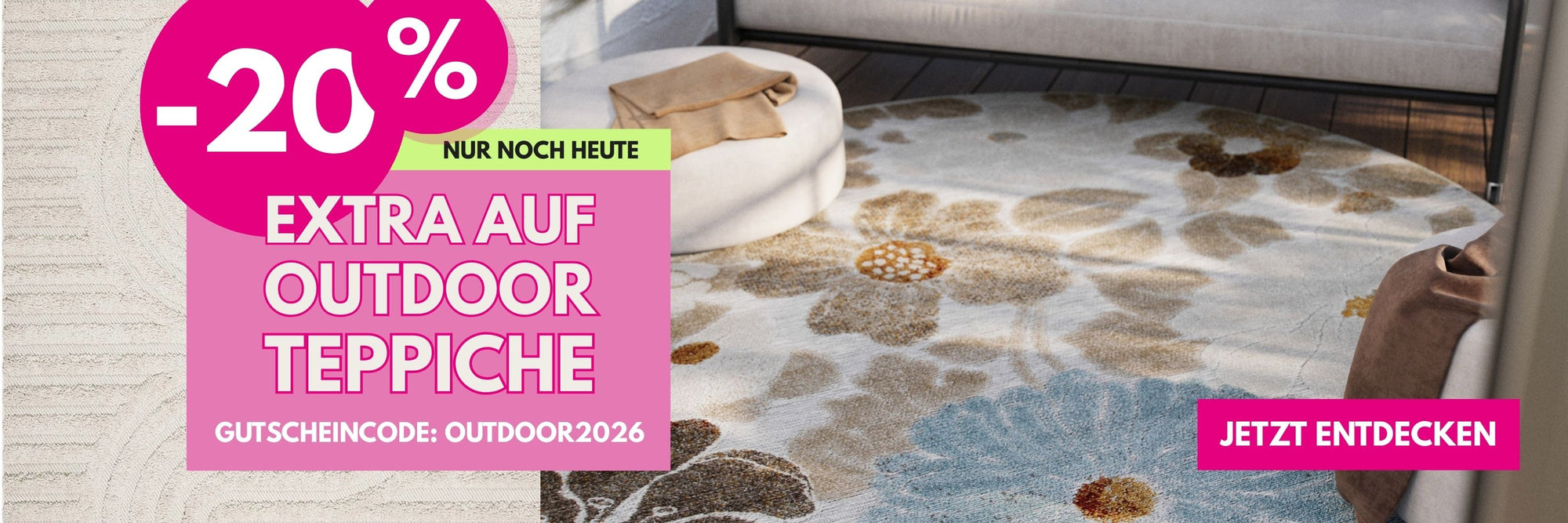 -20% auf alle Outdoor Teppiche Banner Desktop
