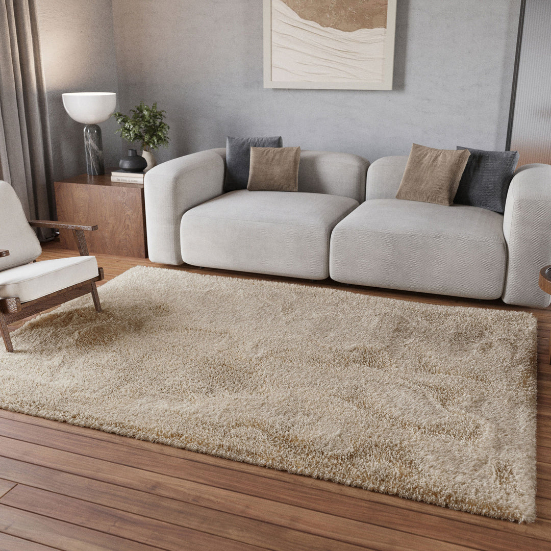 Teppich Beige Hochflor sehr kuschelig & flauschig "Parma" Homie Living