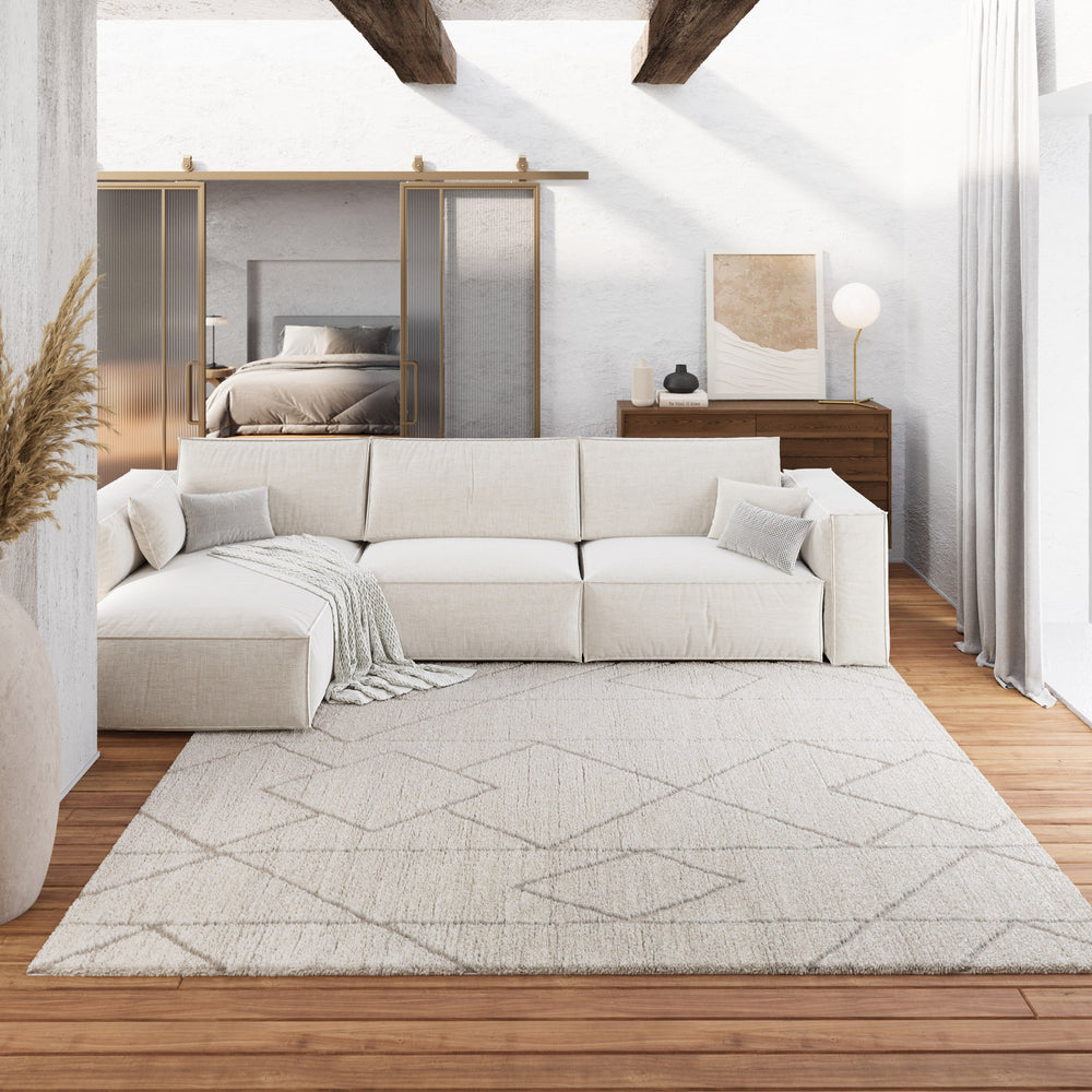 Pelle Teppich creme beige Kurzflor rechteckig