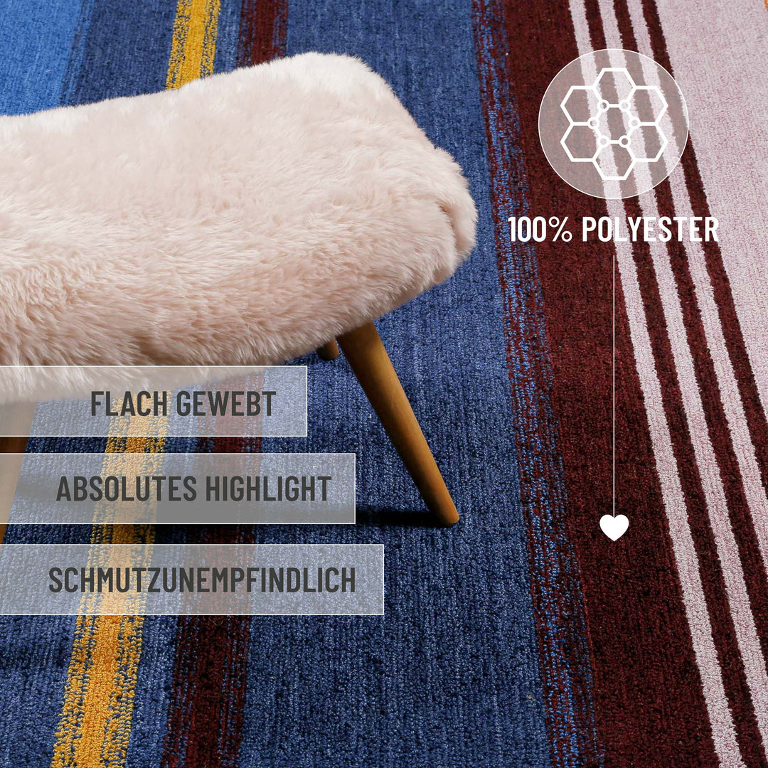 Petrol Teppich multi Kurzflor rechteckig