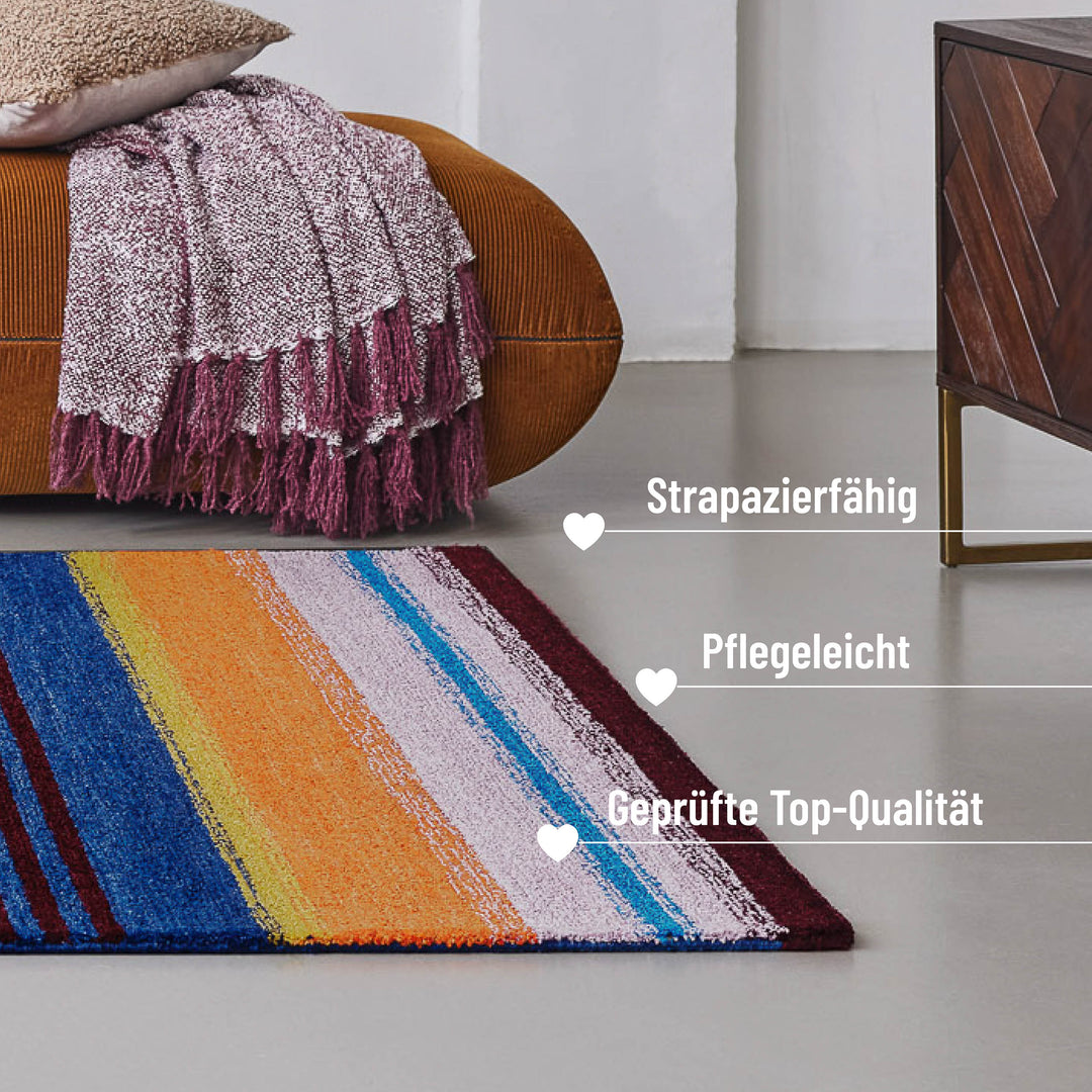 Petrol Teppich multi Kurzflor rechteckig