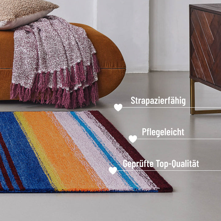 Petrol Teppich multi Kurzflor rechteckig