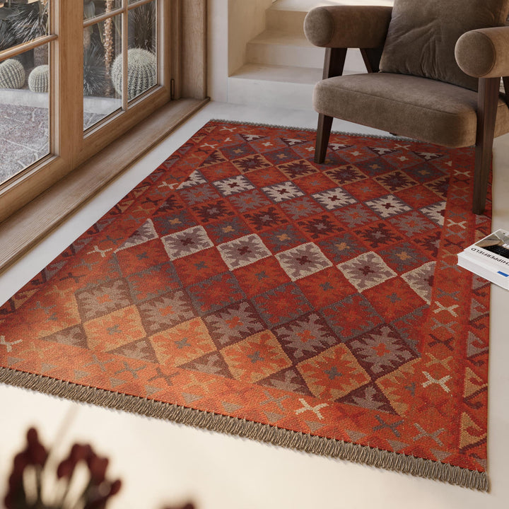 Pierre Teppich rost rot Kurzflor rechteckig