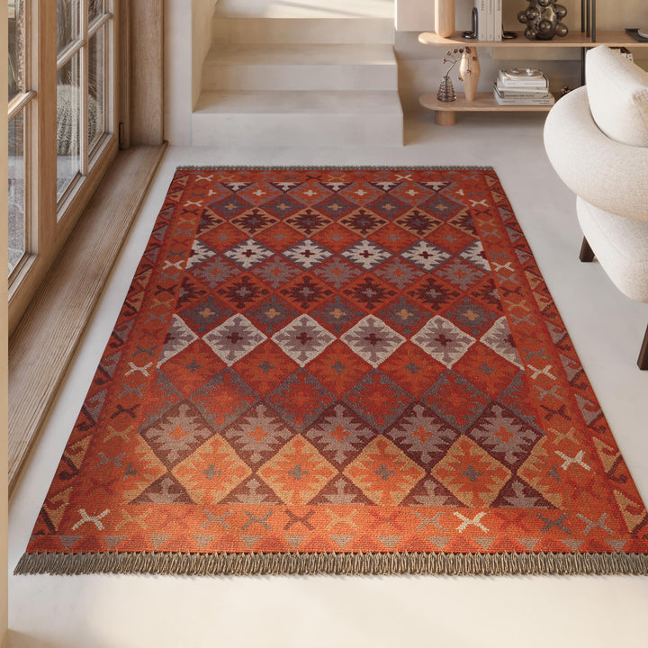 Pierre Teppich rost rot Kurzflor rechteckig