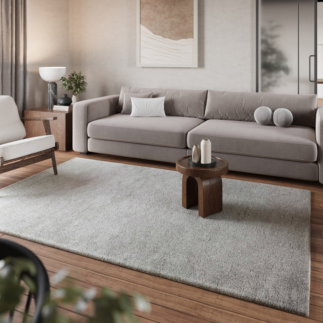 Pisa Teppich hellgrau creme meliert Hochflor rechteckig