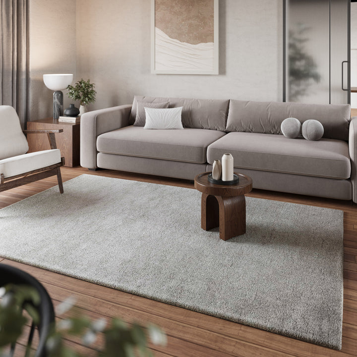 Pisa Teppich hellgrau creme meliert Hochflor rechteckig