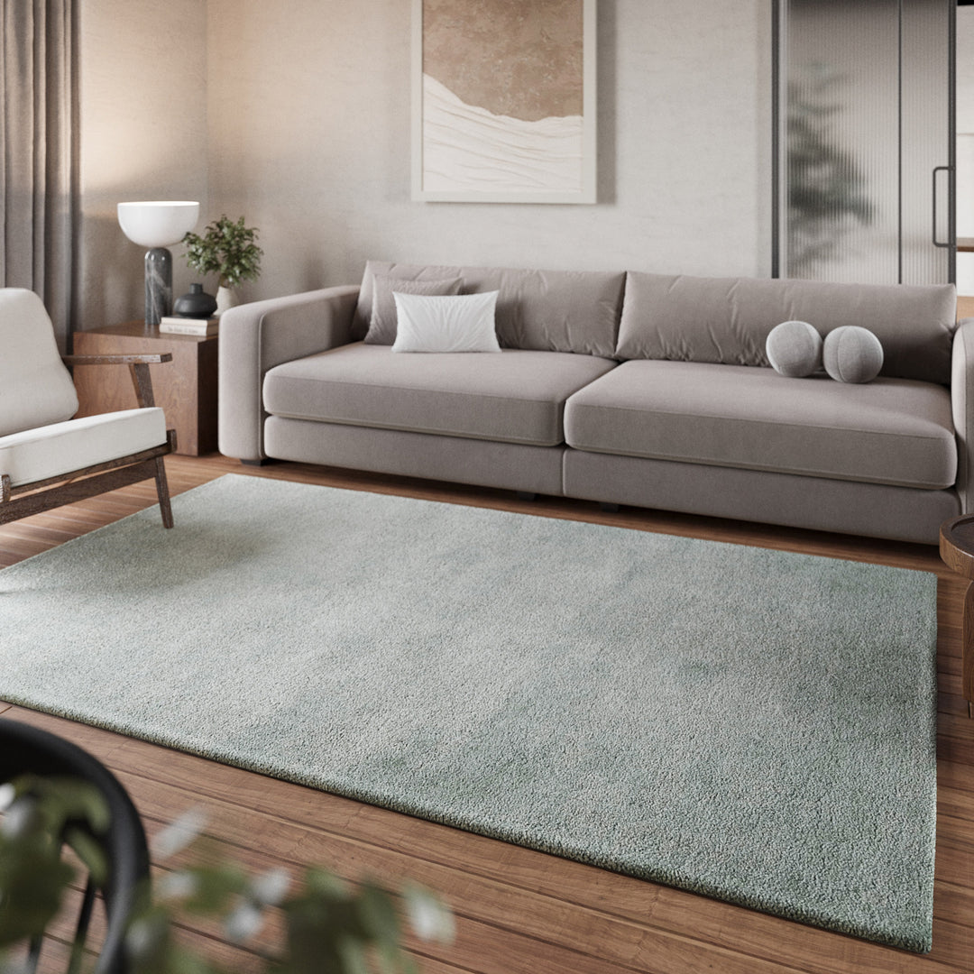 Pisa Teppich hellgrau grün Hochflor rechteckig