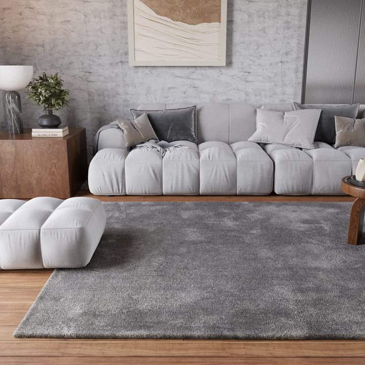 Pisa Teppich grau taupe Hochflor rechteckig