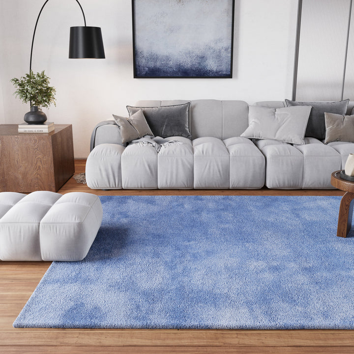 Pisa Teppich blau Hochflor rechteckig