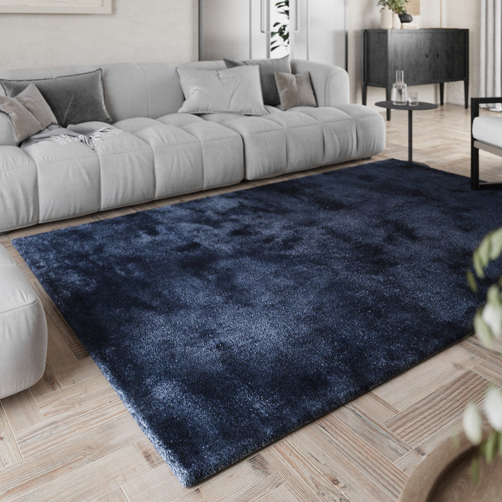 Pisa Teppich dunkel blau Hochflor rechteckig