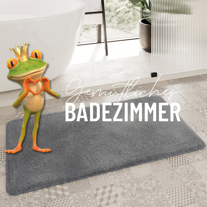 Porto Azzurro Badteppich schiefer grau Hochflor rechteckig