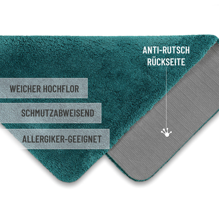 Porto Azzurro Badteppich petrol grün Hochflor rechteckig