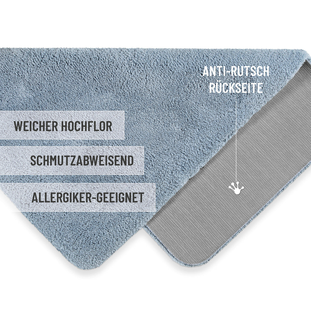 Porto Azzurro Badteppich rauch blau Hochflor rechteckig