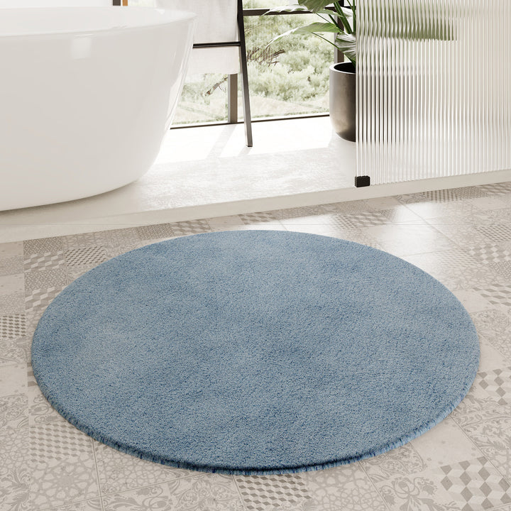 Porto Azzurro Badteppich rauch blau Hochflor rund