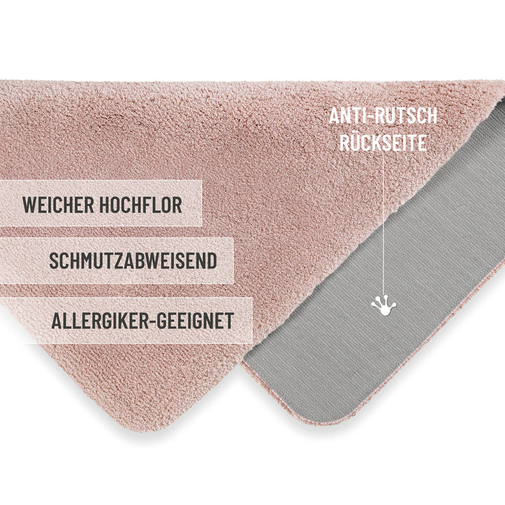Porto Azzurro Badteppich puder rosa Hochflor rechteckig