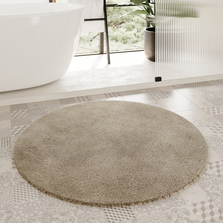 Porto Azzurro Badteppich hell taupe Hochflor rund