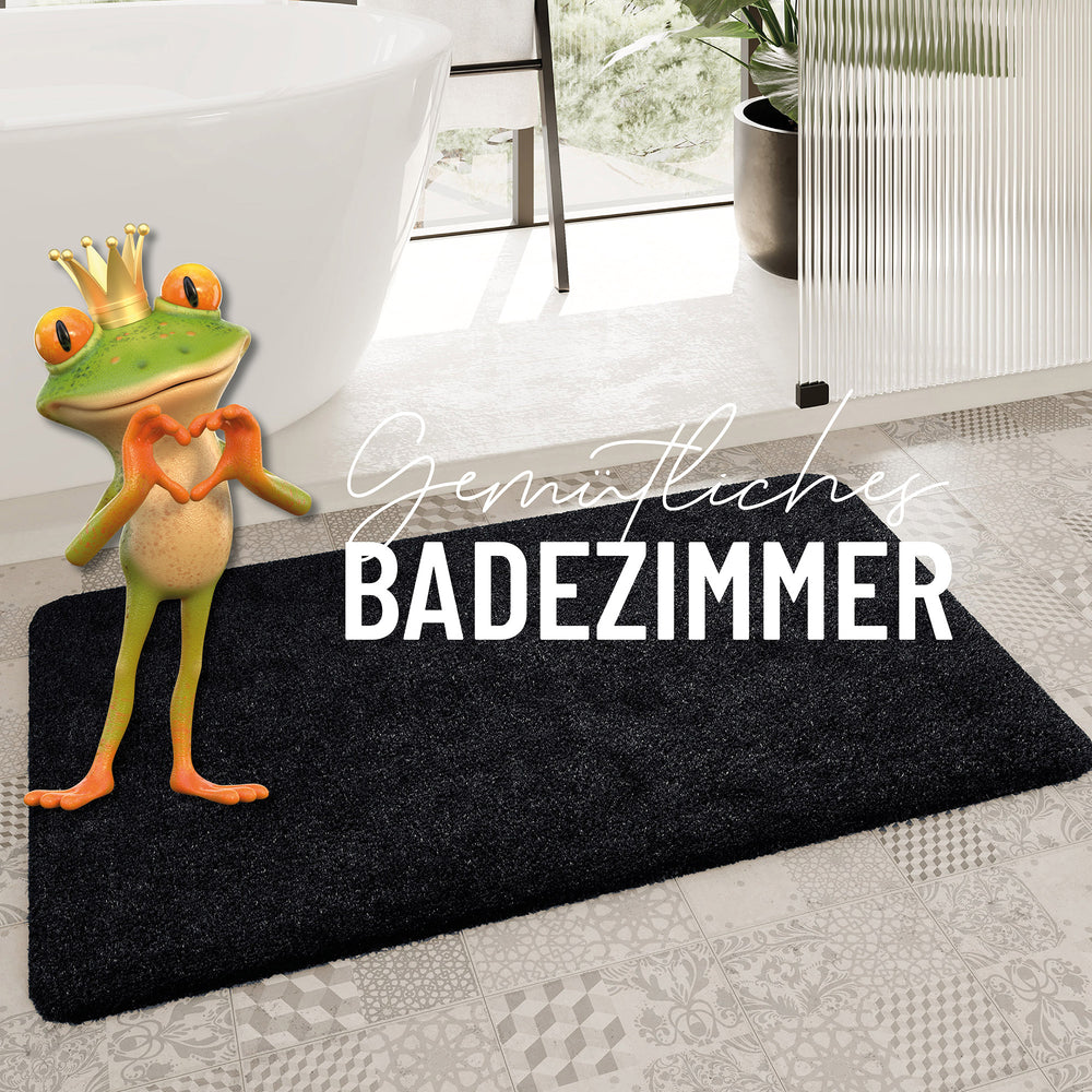 Porto Azzurro Badteppich anthrazit schwarz Hochflor rechteckig