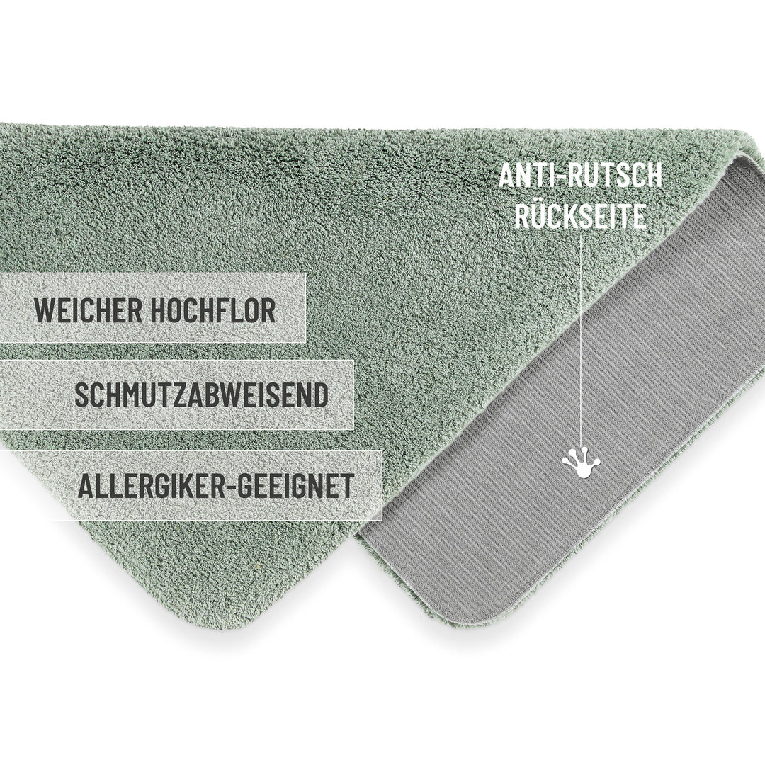 Porto Azzurro Badteppich salbei grün Hochflor rechteckig