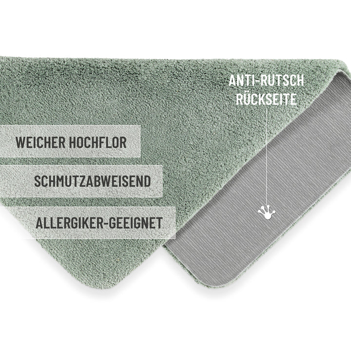 Porto Azzurro Badteppich salbei grün Hochflor rechteckig